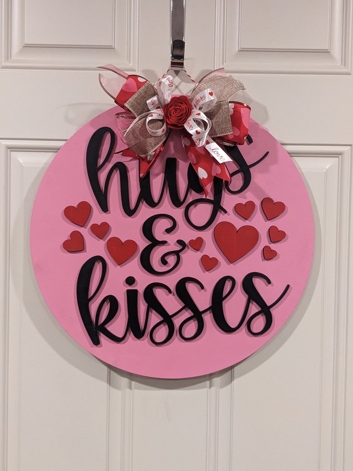 Hugs & Kisses | Valentine Door Sign | Valentine Door Hanger | Valentines Front Door Decor | Hello Valentine | Valentines Wreath | Valentine's Door Wreath | Valentines Hanger