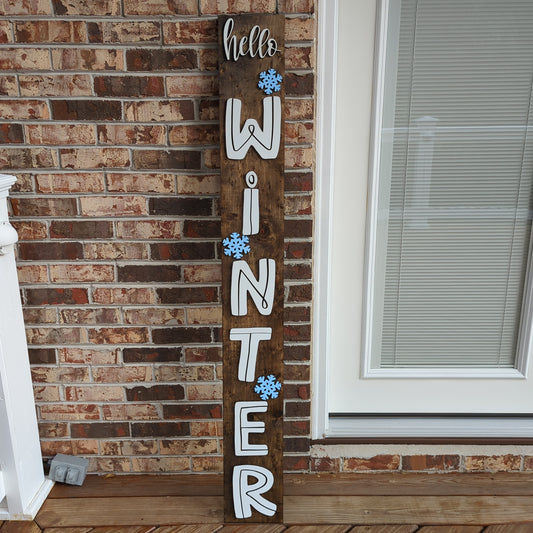Hello Winter porch sign