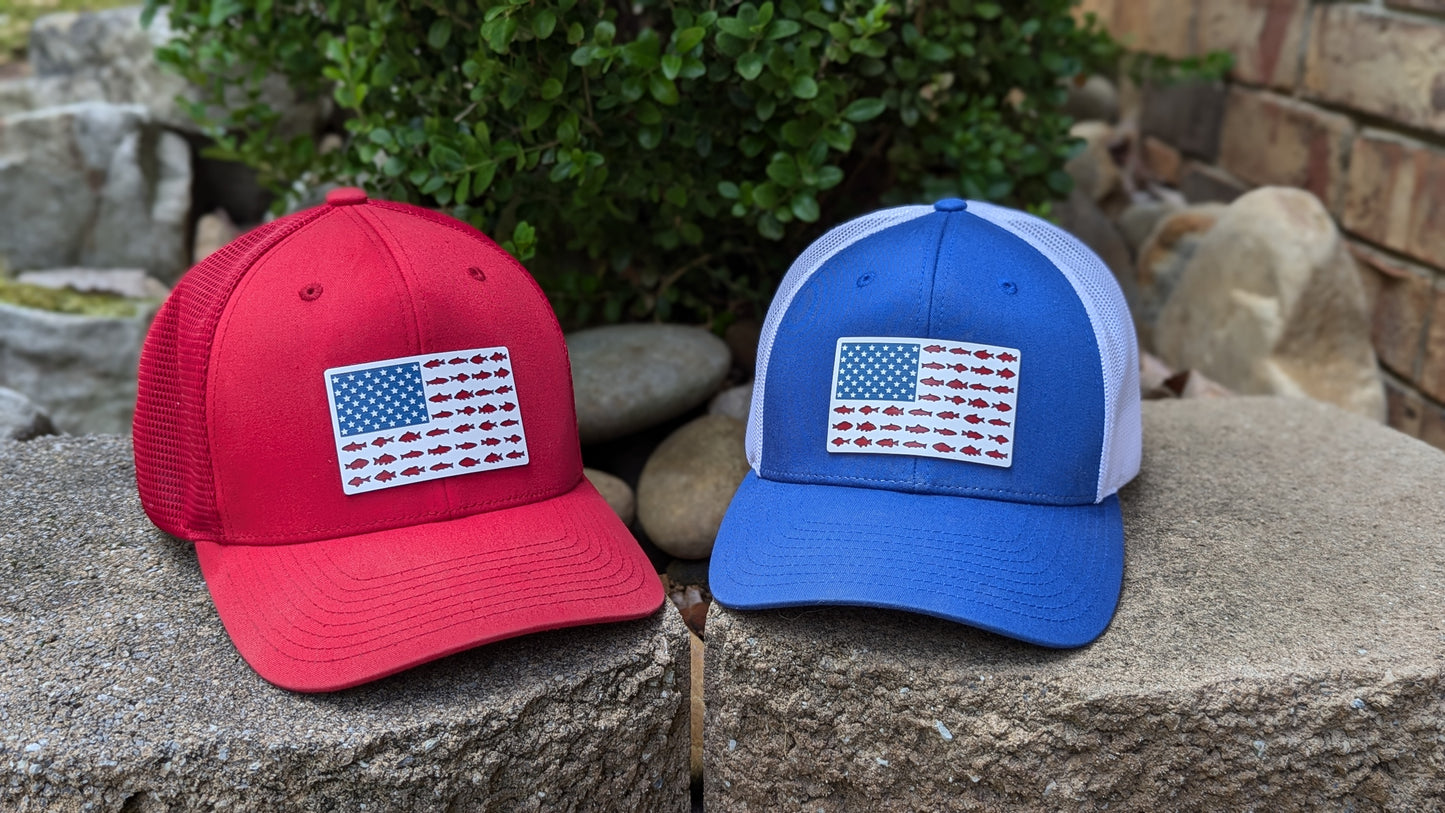 Red White & Blue Fishing Flag Hat