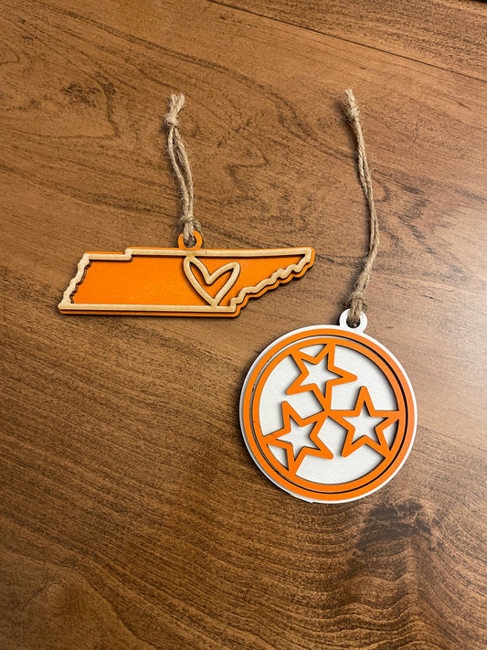 TN State Christmas Ornament - White