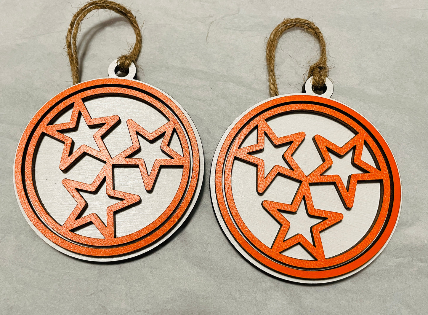 Tri Star Christmas Ornament - Orange & White