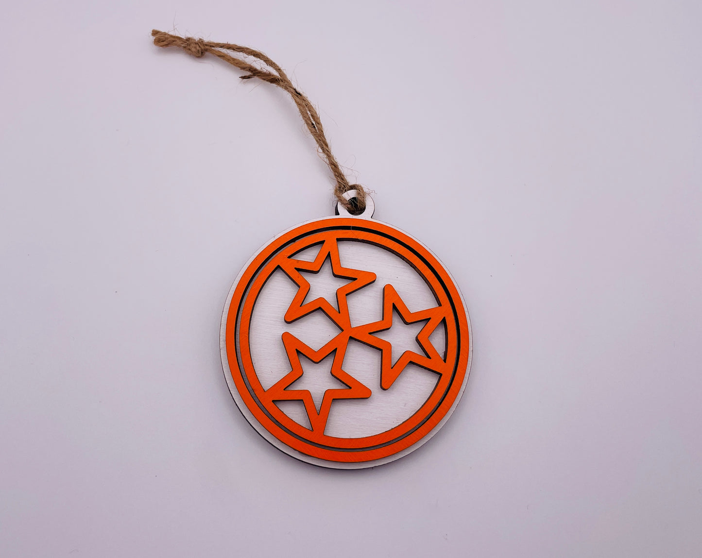 Tri Star Christmas Ornament - Orange & White