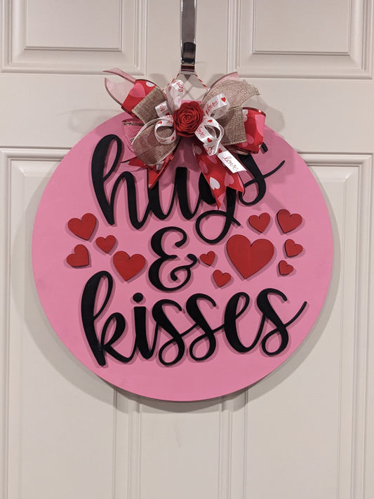 Hugs & Kisses | Valentine Door Sign | Valentine Door Hanger | Valentines Front Door Decor | Hello Valentine | Valentines Wreath | Valentine's Door Wreath | Valentines Hanger