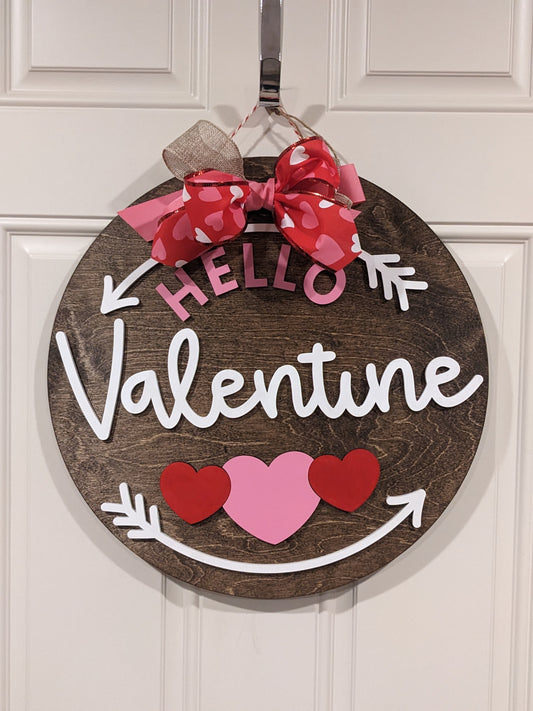 Valentine Door Sign | Valentine Door Hanger | Valentines Front Door Decor | Hello Valentine | Valentines Wreath | Valentine's Door Wreath | Valentines Hanger