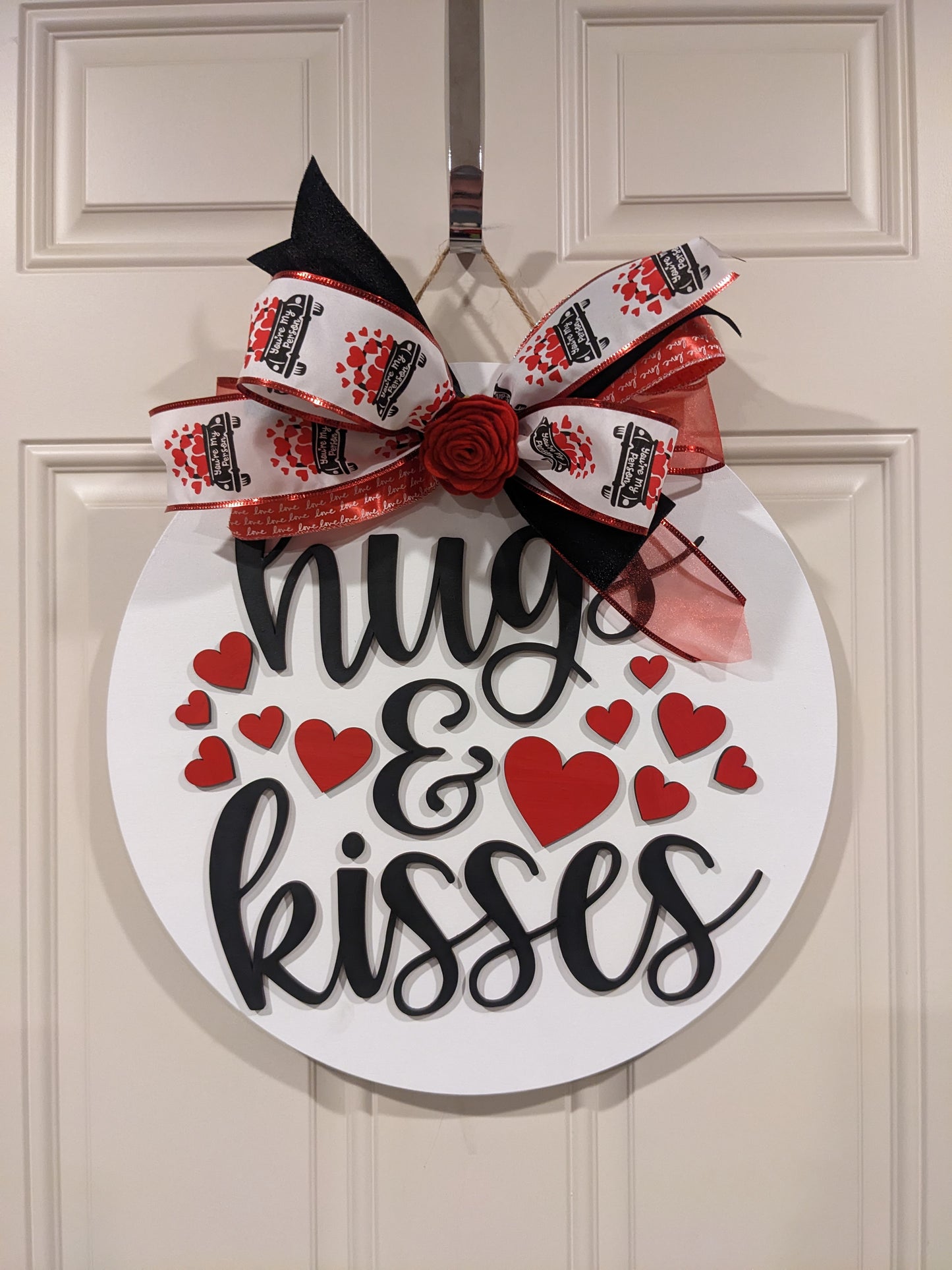 Hugs & Kisses | Valentine Door Sign | Valentine Door Hanger | Valentines Front Door Decor | Hello Valentine | Valentines Wreath | Valentine's Door Wreath | Valentines Hanger